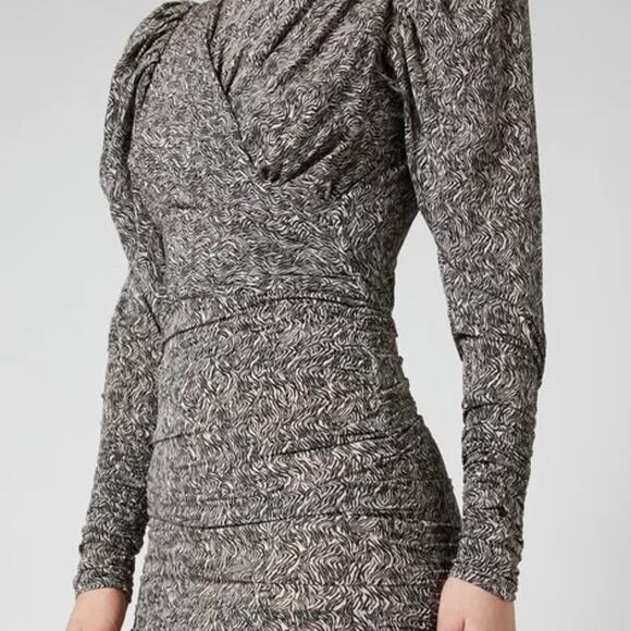 Isabel Marant Etoile Women's Ghita Printed Jersey Dress - Ecru/Black NWT M - Picture 3 of 8